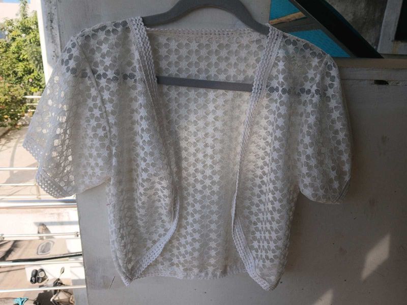Elegant White Lace Shrug
