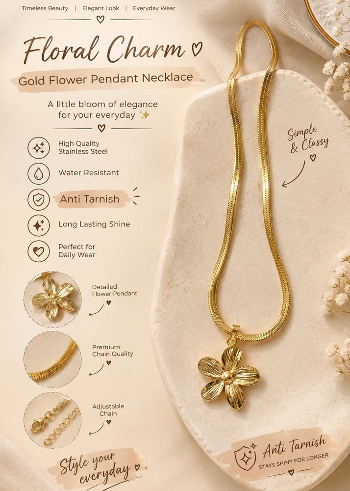 Gold Flower Pendant Necklace