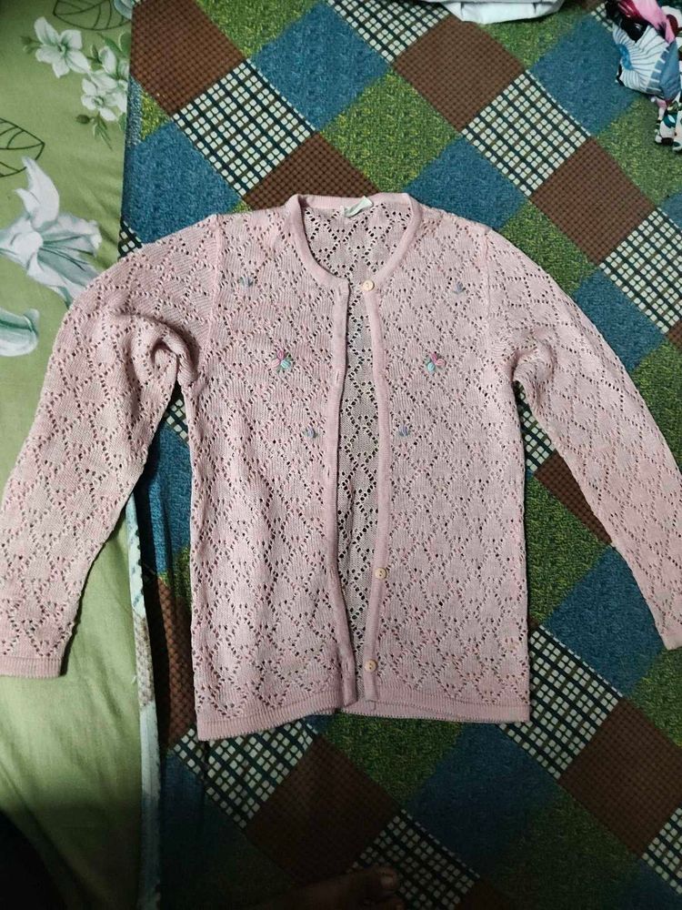 Cute Pink Crochet Cardigan
