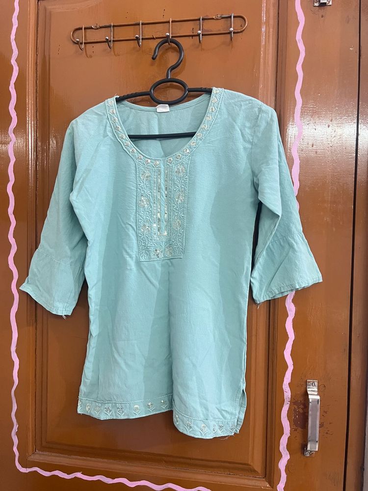 Embroidered Teal Kurta