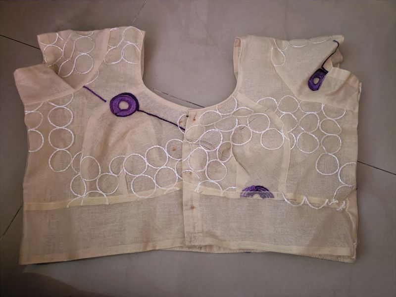 Cream Colour Net Blouse