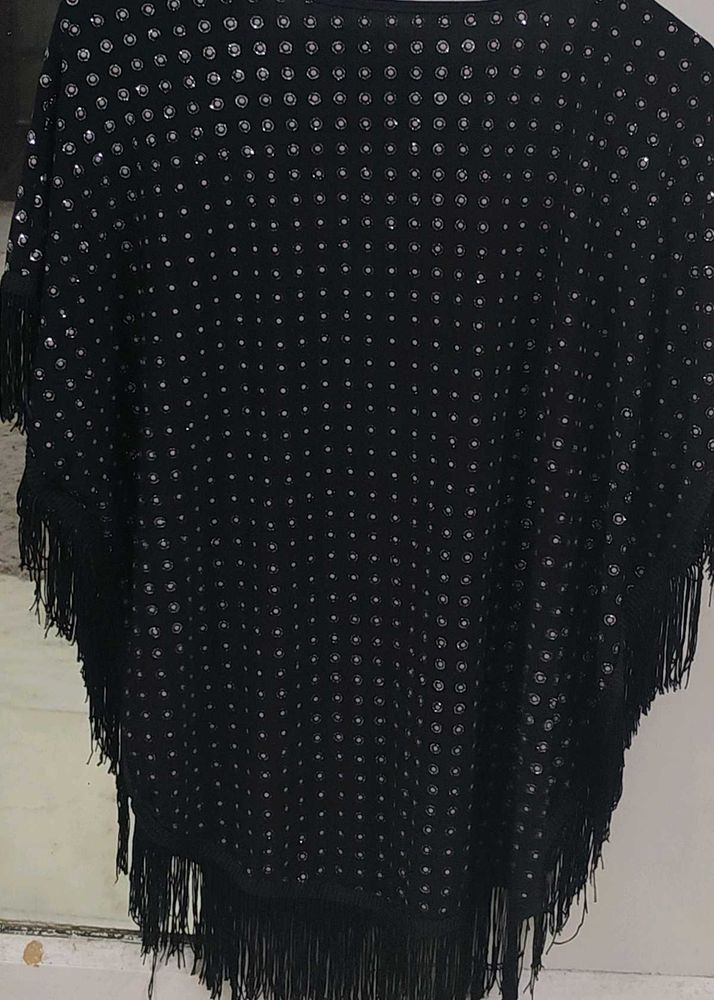 Sparkling Black Tunic with Fringe