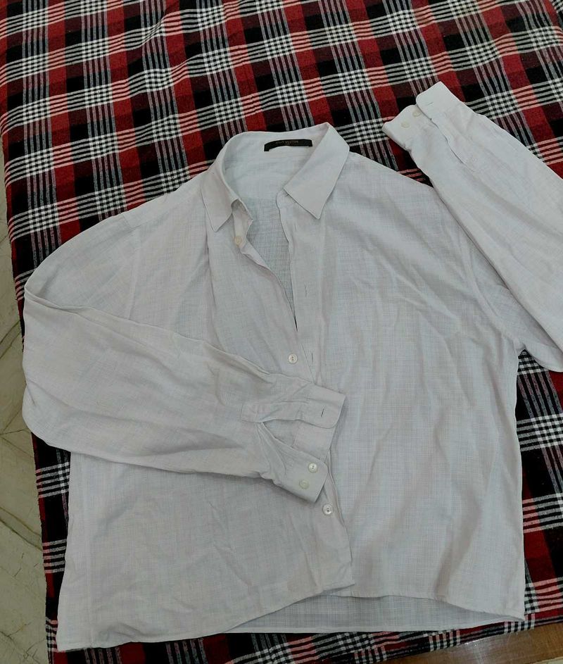 Classic White Long-Sleeve Button-Up Shirt