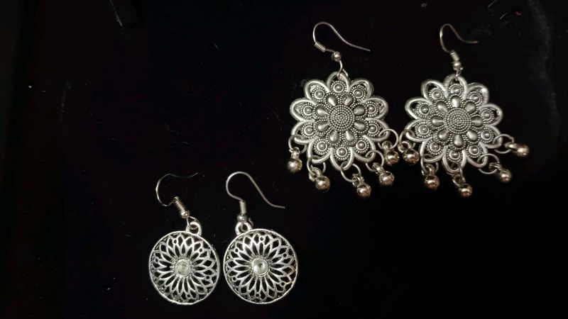 Boho Silver Tone Dangle Earrings