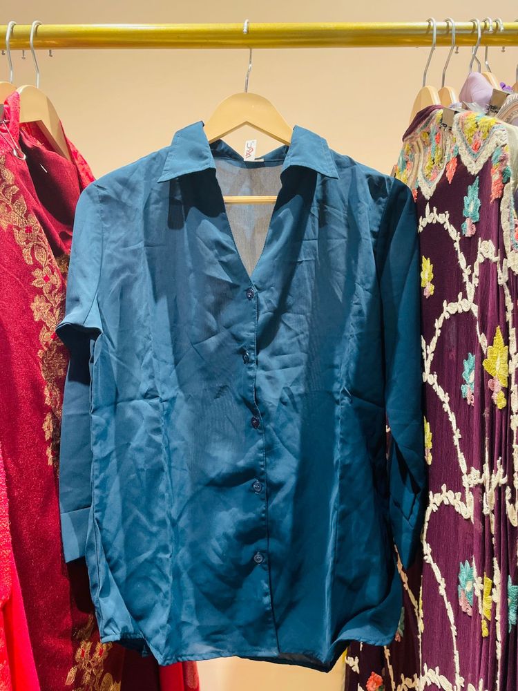 Elegant Teal Button-Down Shirt