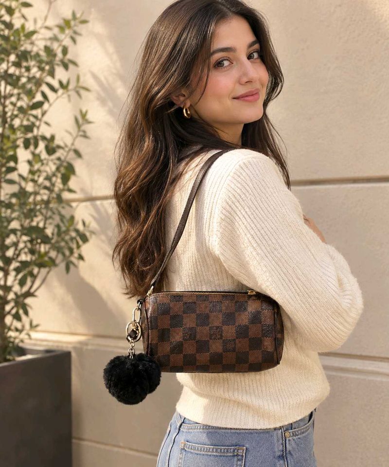 Chic Brown Checkered Crossbody Bag