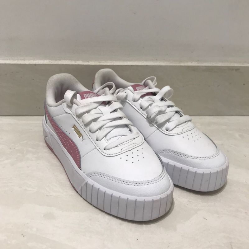 Puma White &amp; Pink Platform Sneakers