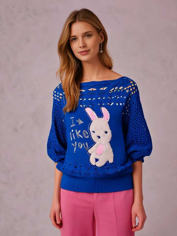 Blue Knit Top