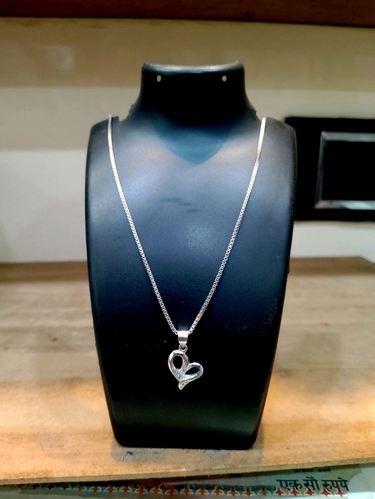 Heart Shape Chain Pandent Pure Silver 925