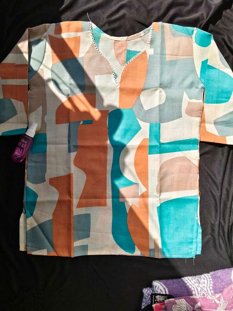 Abstract Print Cotton Kurta