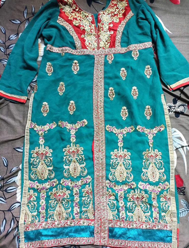 Embroidered Teal Kurta