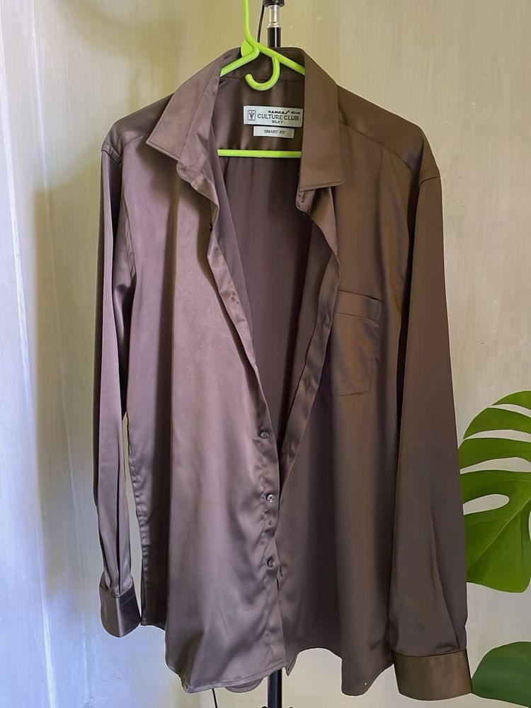 Satin Finish Button-Up Shirt