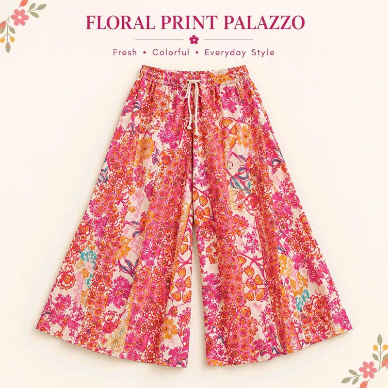 Vibrant Floral Print Palazzo Pants