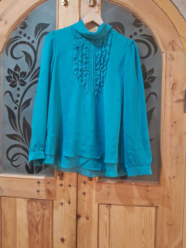 Teal Peter Pan Collar Blouse