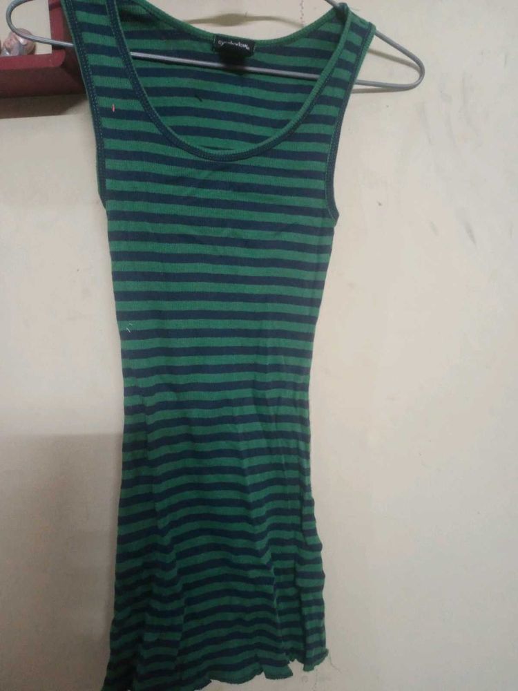 Green &amp; Navy Striped Tank Top