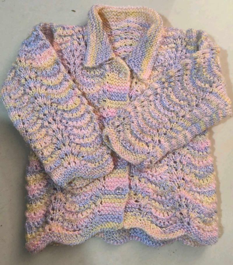 Hand-Knitted Pastel Baby Cardigan