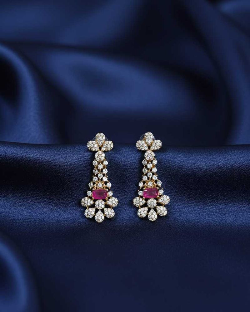 Elegant Diamond &amp; Ruby Earrings