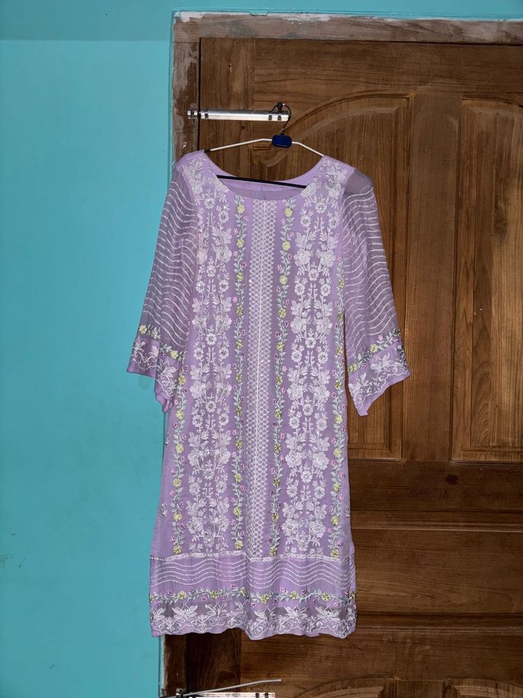 Pakistani Original Lavender Embroidered Kurta