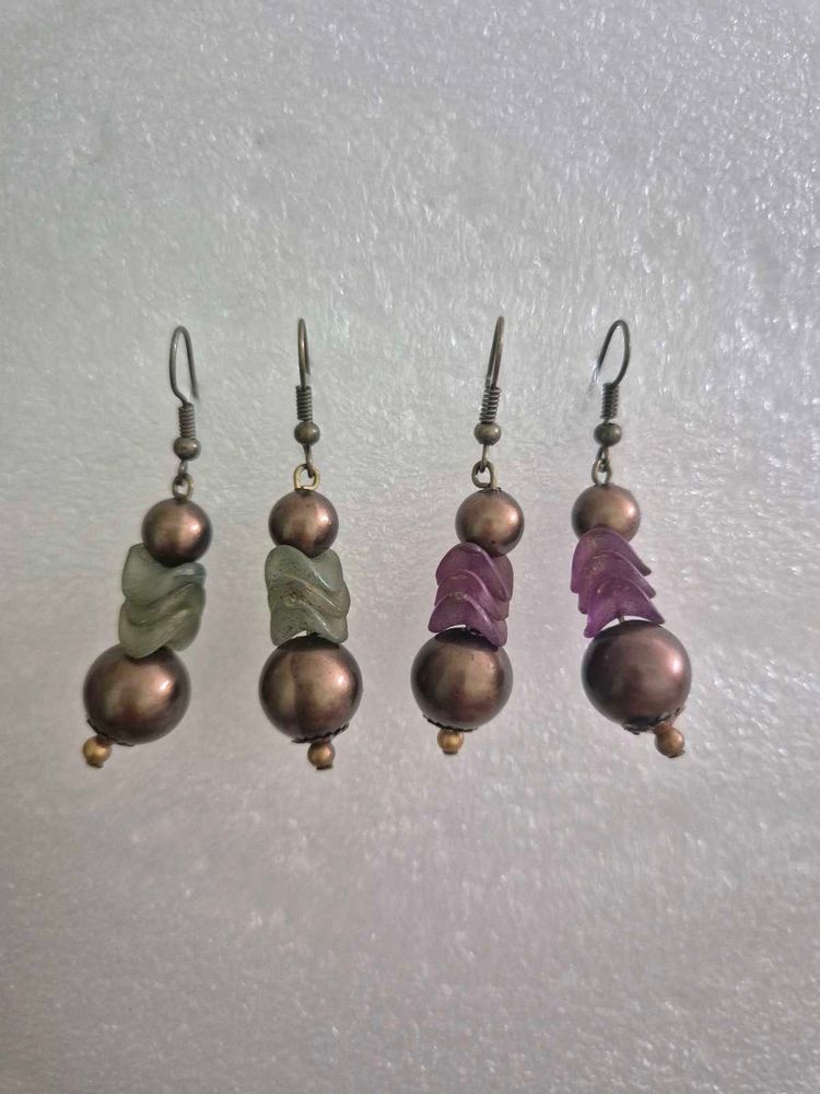 Unique Beaded Drop Earrings - Unused