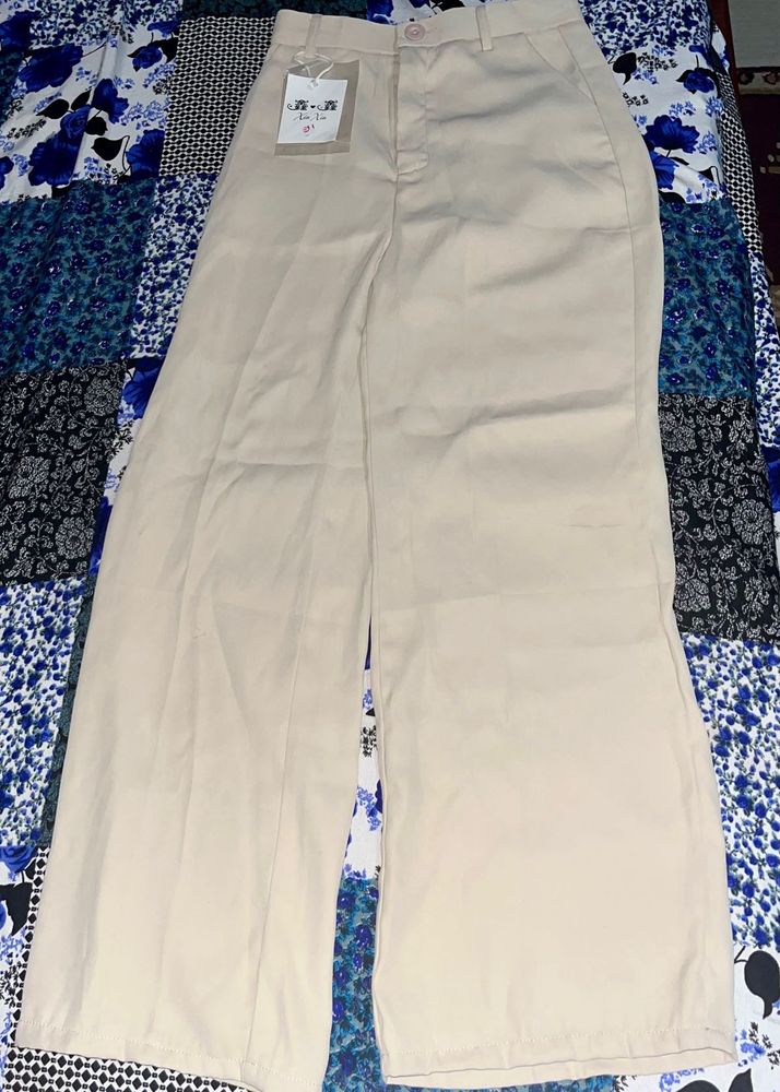 Classic Beige Wide-Leg Trousers