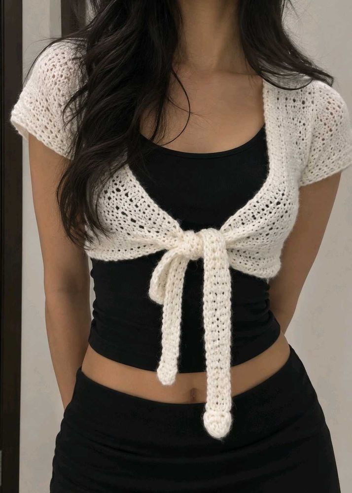 Crochet Tie Front Shrug