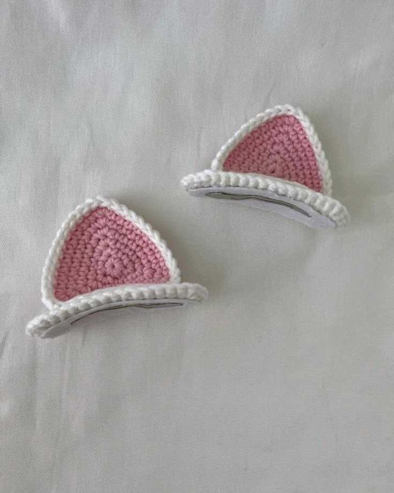 Cute Crochet Cat Ear Hair Clips