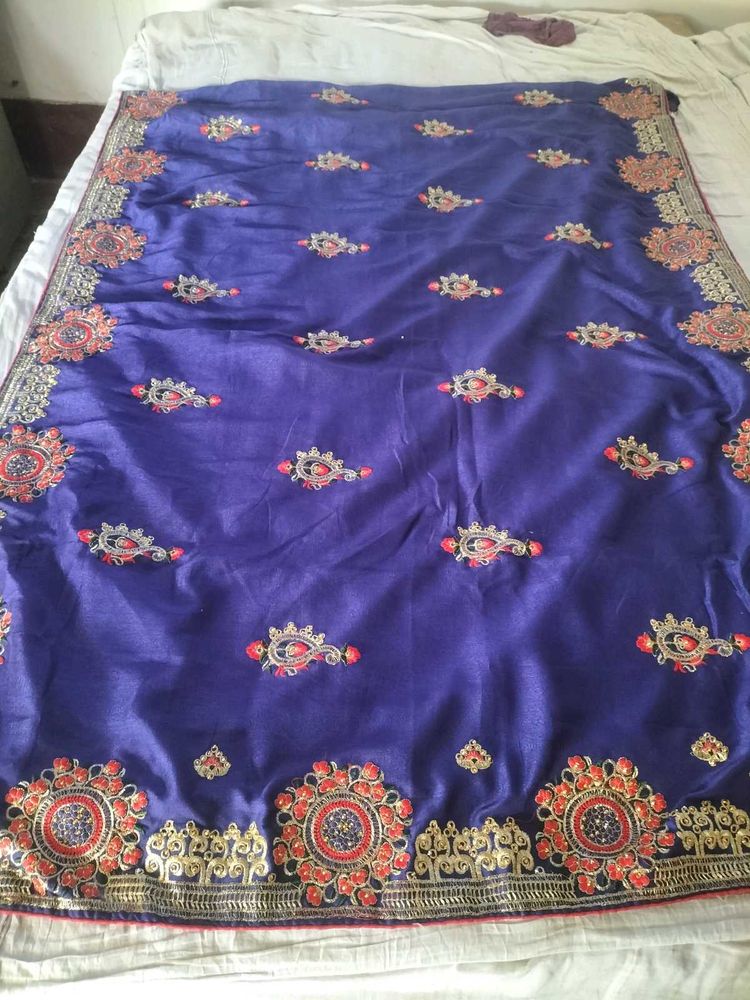 🔥Royal Blue 💙  stone &amp; zari  😱 Silk Saree🔥