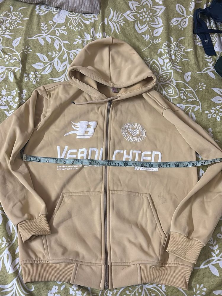 Men's Beige Zip-Up Hoodie