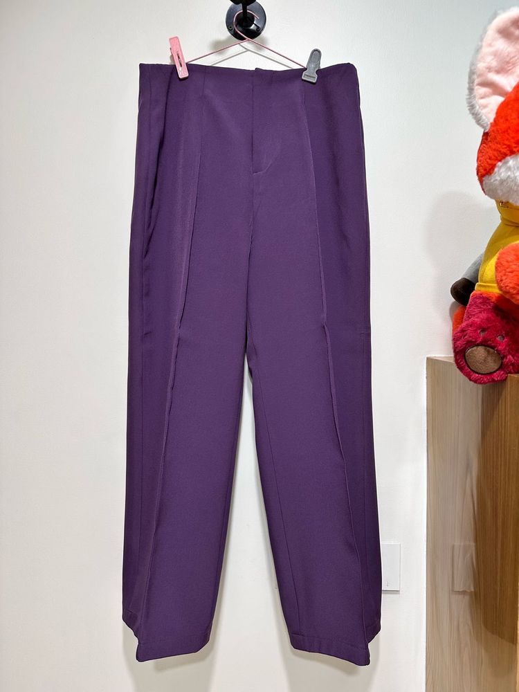Purple Wide-Leg Trousers