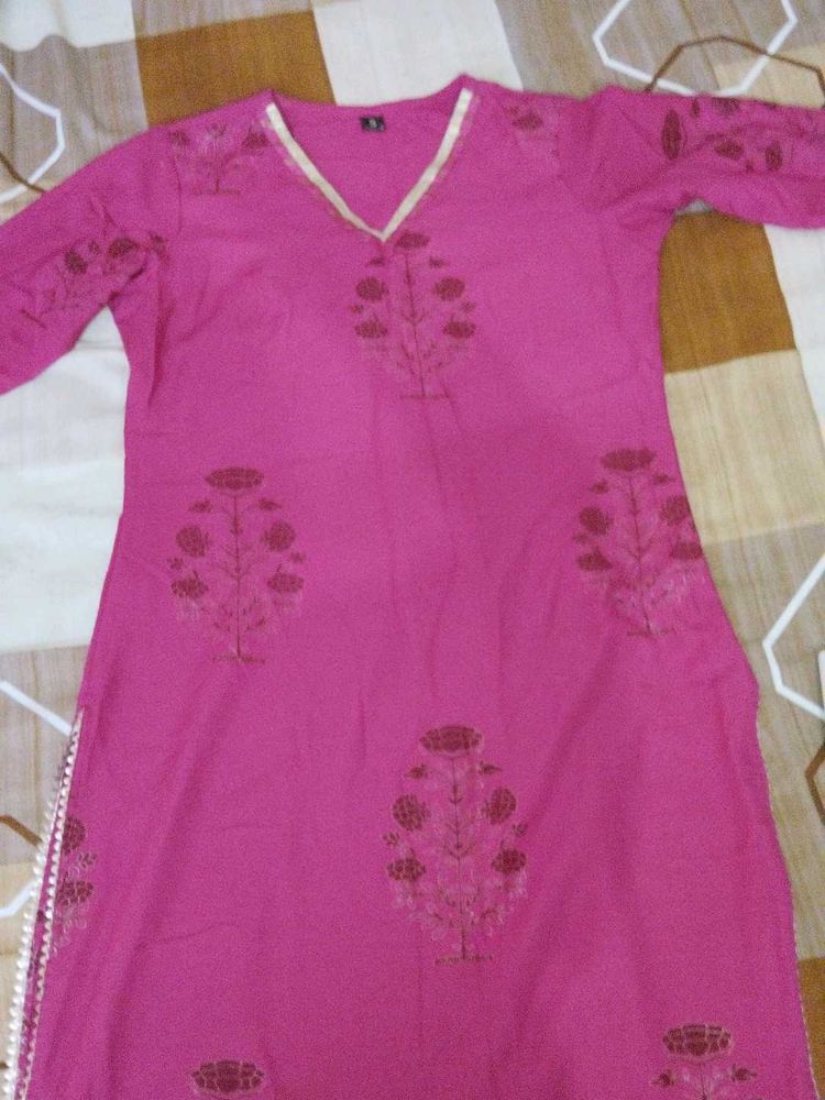 Vibrant Pink Printed Kurta