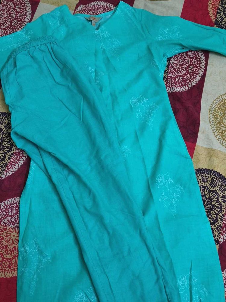 Teal Kurta Set-Classy Daily Wear