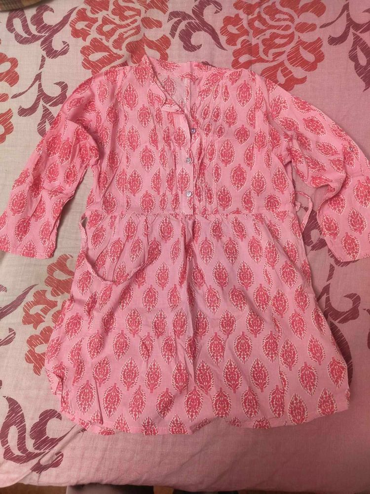 Pretty Pink Kurta with Unique Print