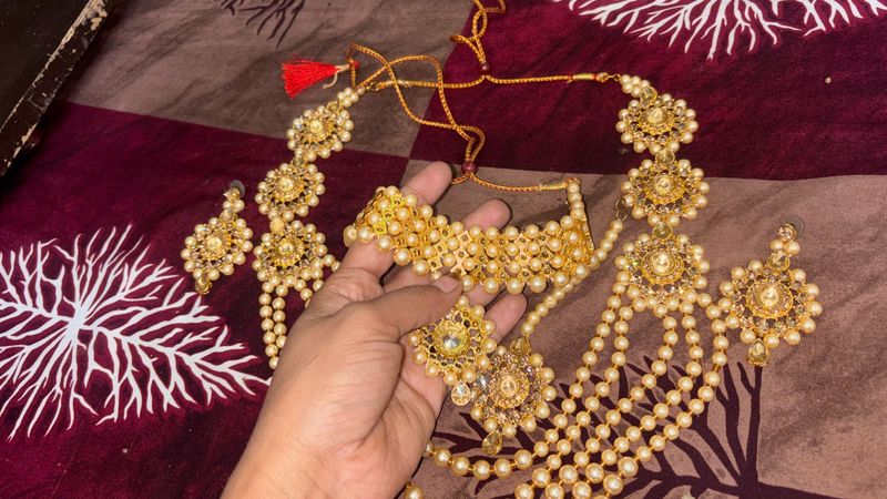 Stunning Pearl &amp; Gold Bridal Jewellery Set