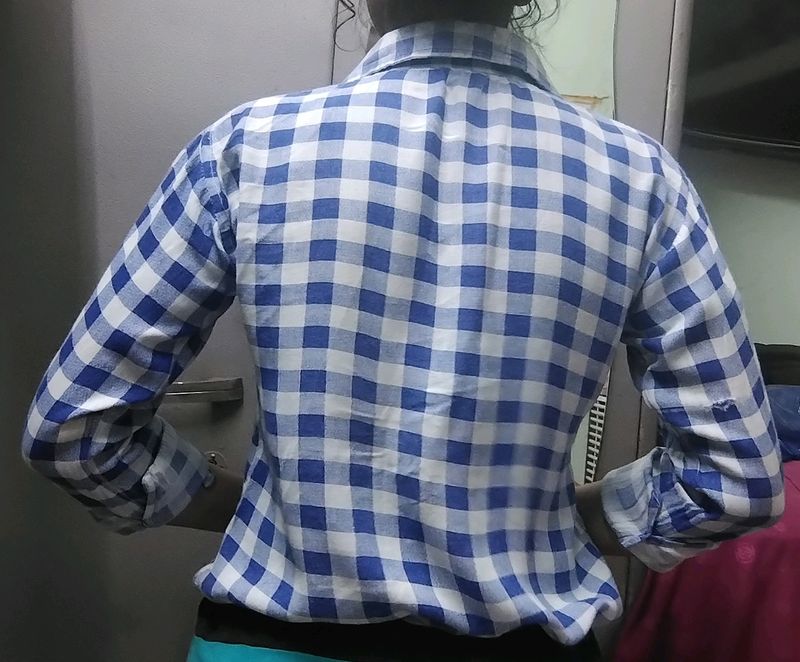 Blue Square Checked Shirt