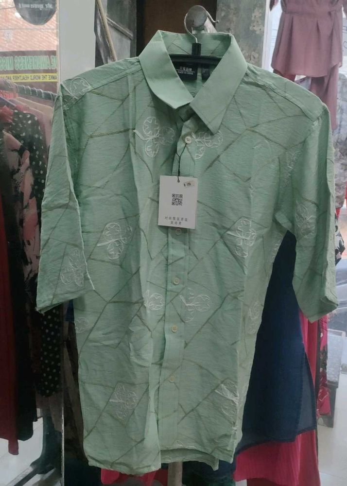 Mint Green Patterned Shirt