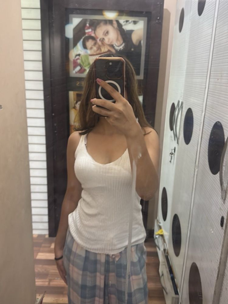 Ribbed White Spaghetti Strap Tank Top