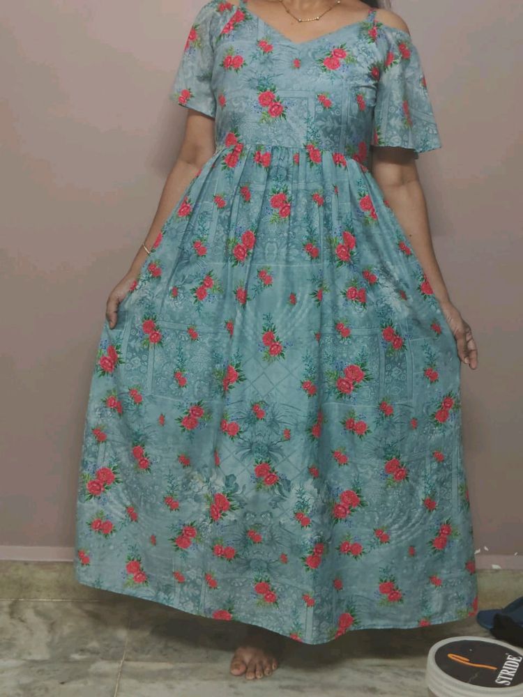 Beautiful Long Frock Off Shoulder Pattern