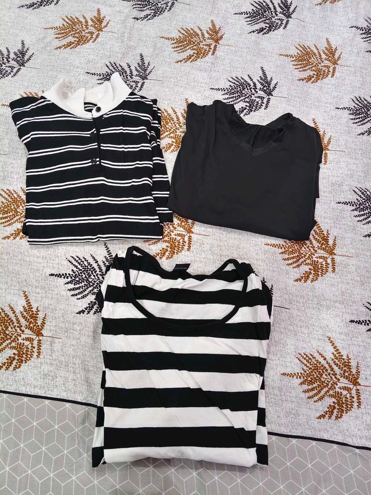 Bundle of 3 Tops - Black &amp; White Striped &amp;