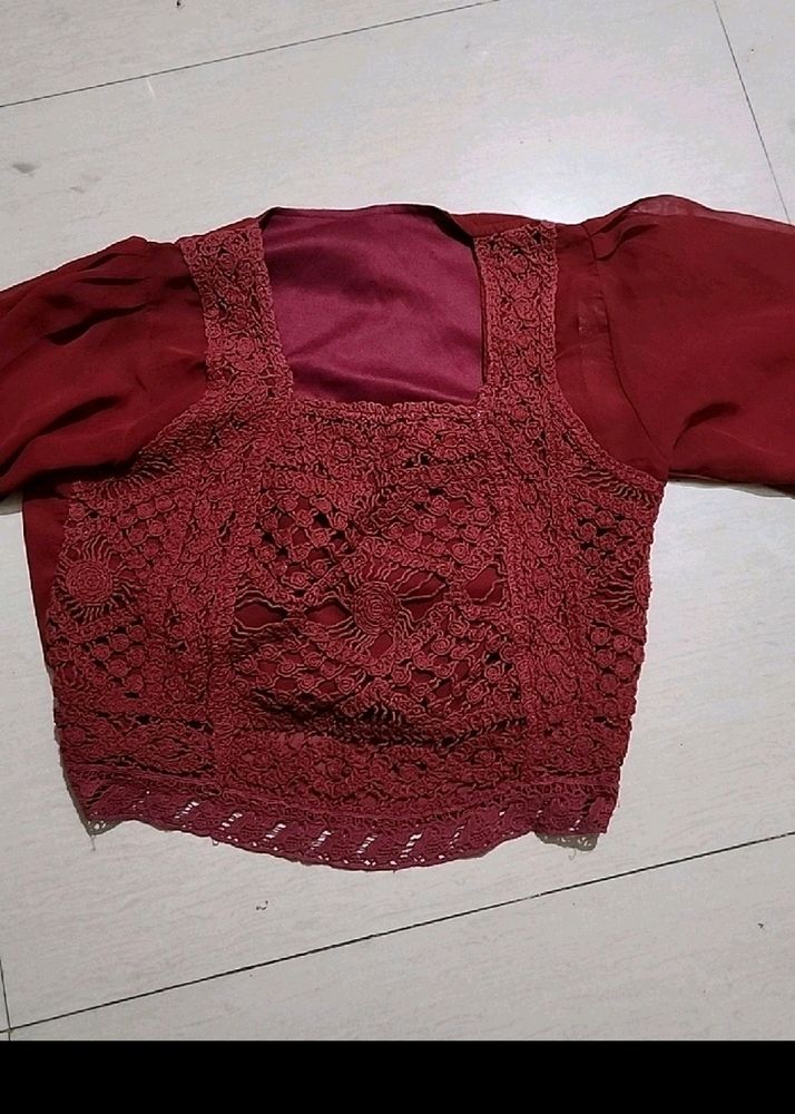 Maroon Crop Top