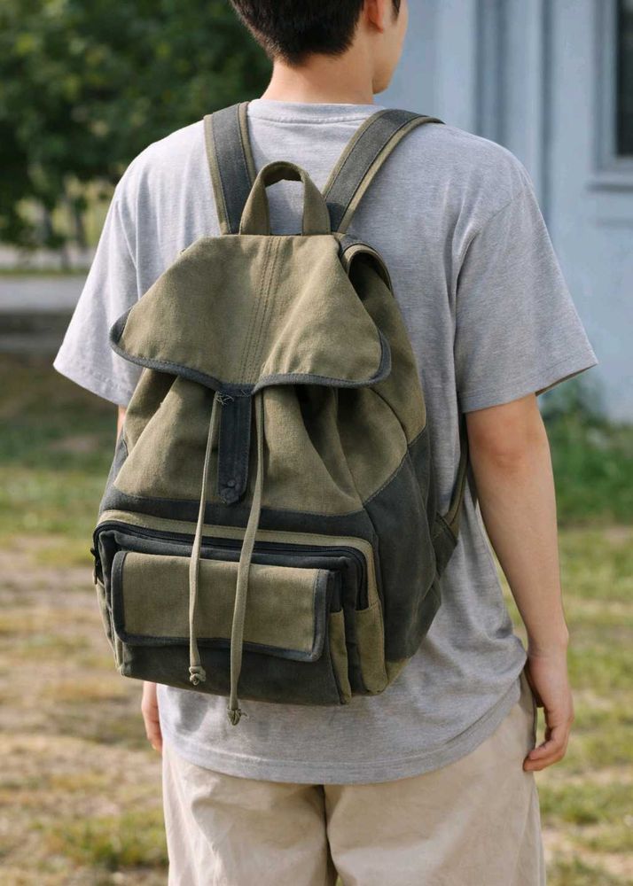 Olive brown Canvas Backpack