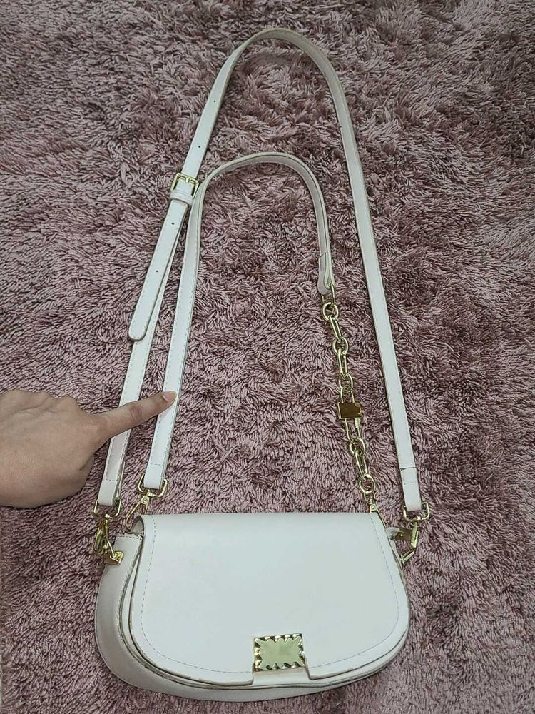 double sling Stylish Bag with gold accent chain