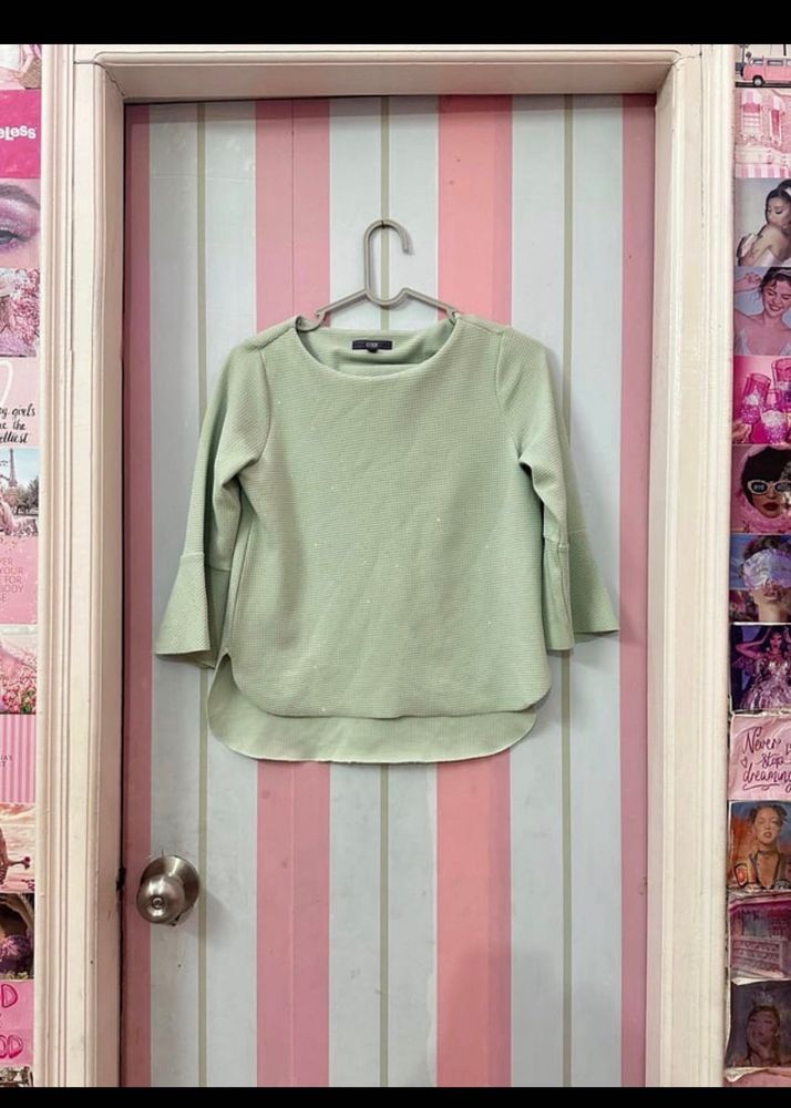 Light Green Bell Sleeve Top