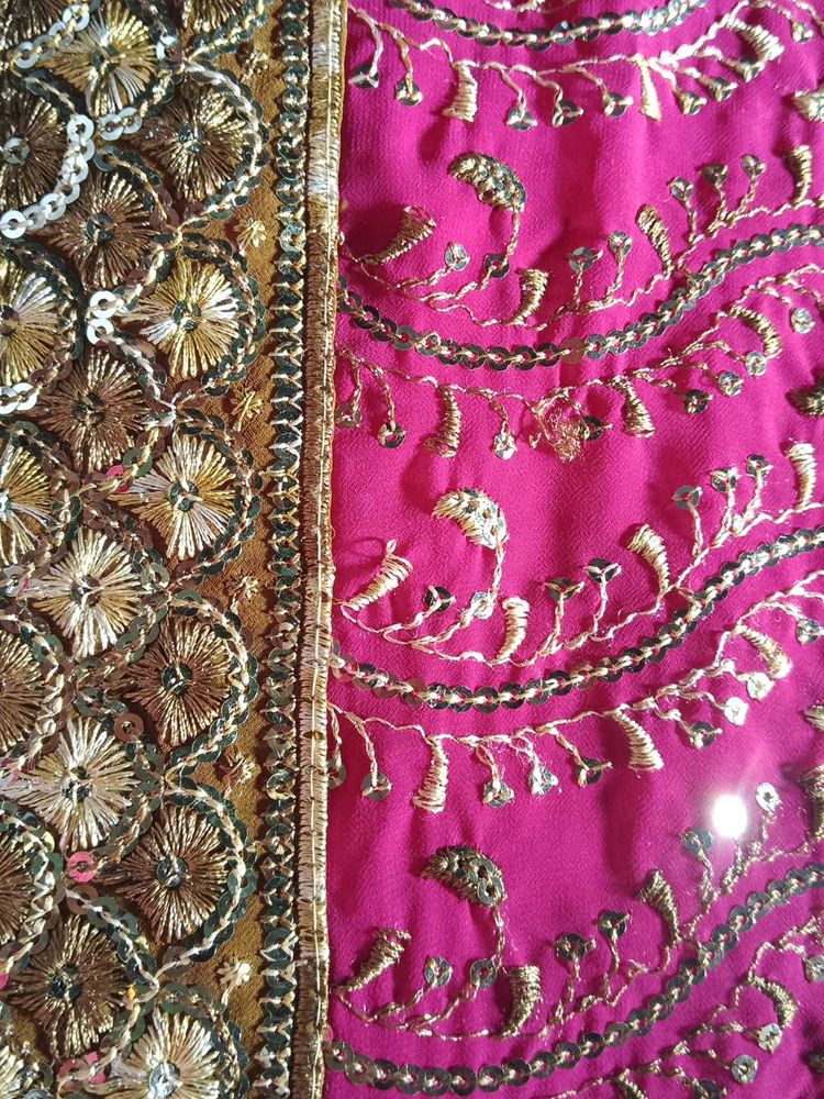 Pink &amp; Gold Embroidered Fabric