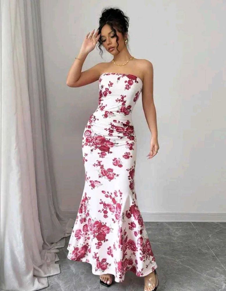 Stunning Floral Strapless Maxi Dress