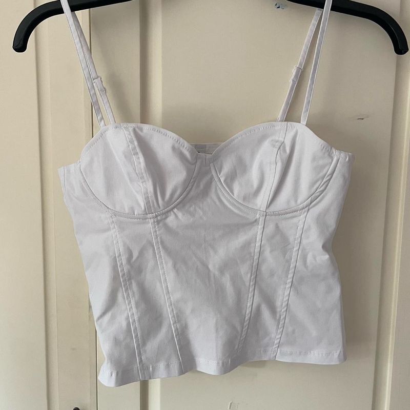 H&amp;M White Corset Style Cami Top