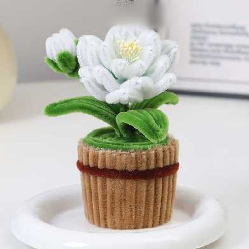 Miniature White Flower Pot Decor