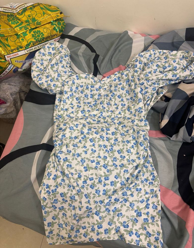 Cute Floral Print Mini Dress