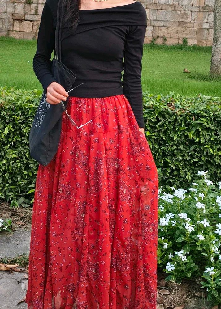 Floral Print long Skirt