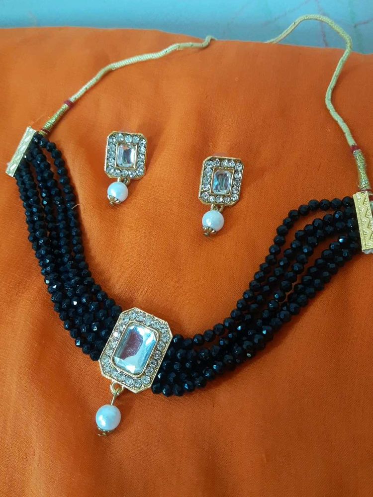 New Black Chokar Necklace Set