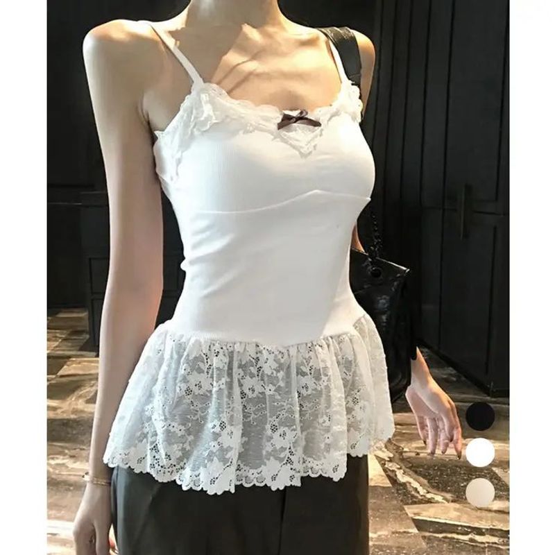 White Lace Trim Cami Slip